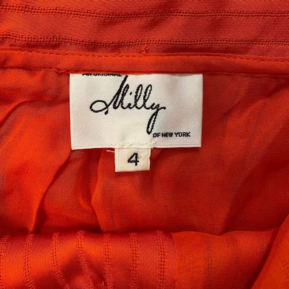 Milly of New York Orange Sleeveless Button-Front Shell with Black Trim - Picture 2 of 3